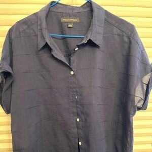 Banana Republic Navy Windowpane button front shirt